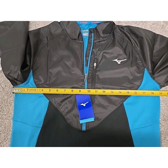 Mizuno Static BT HZ Windtop Windbreaker Full-Zip Jacket Black Blue Men's Size S - Picture 7 of 9